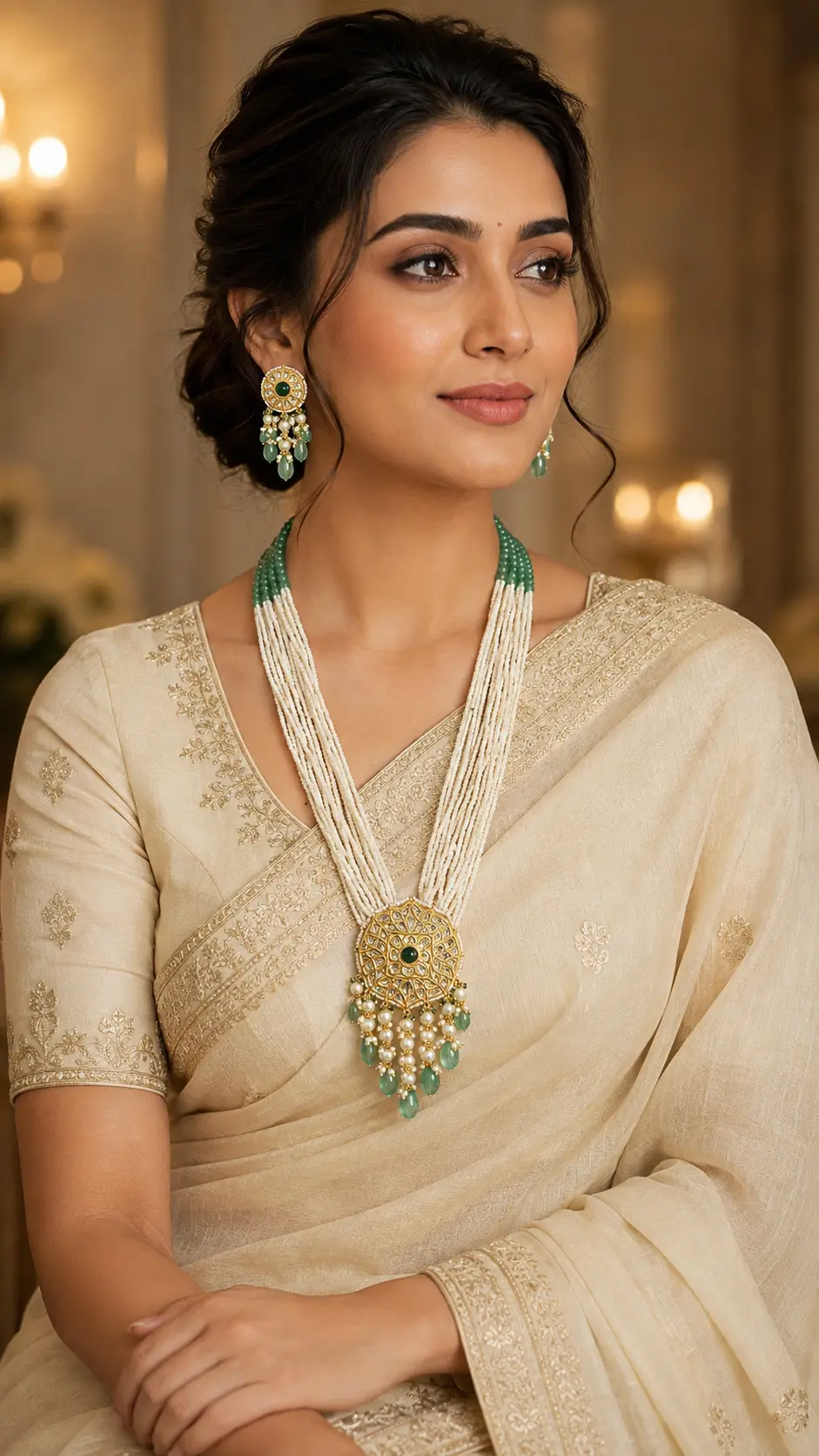 Panna Mukta Necklace Set alternate view